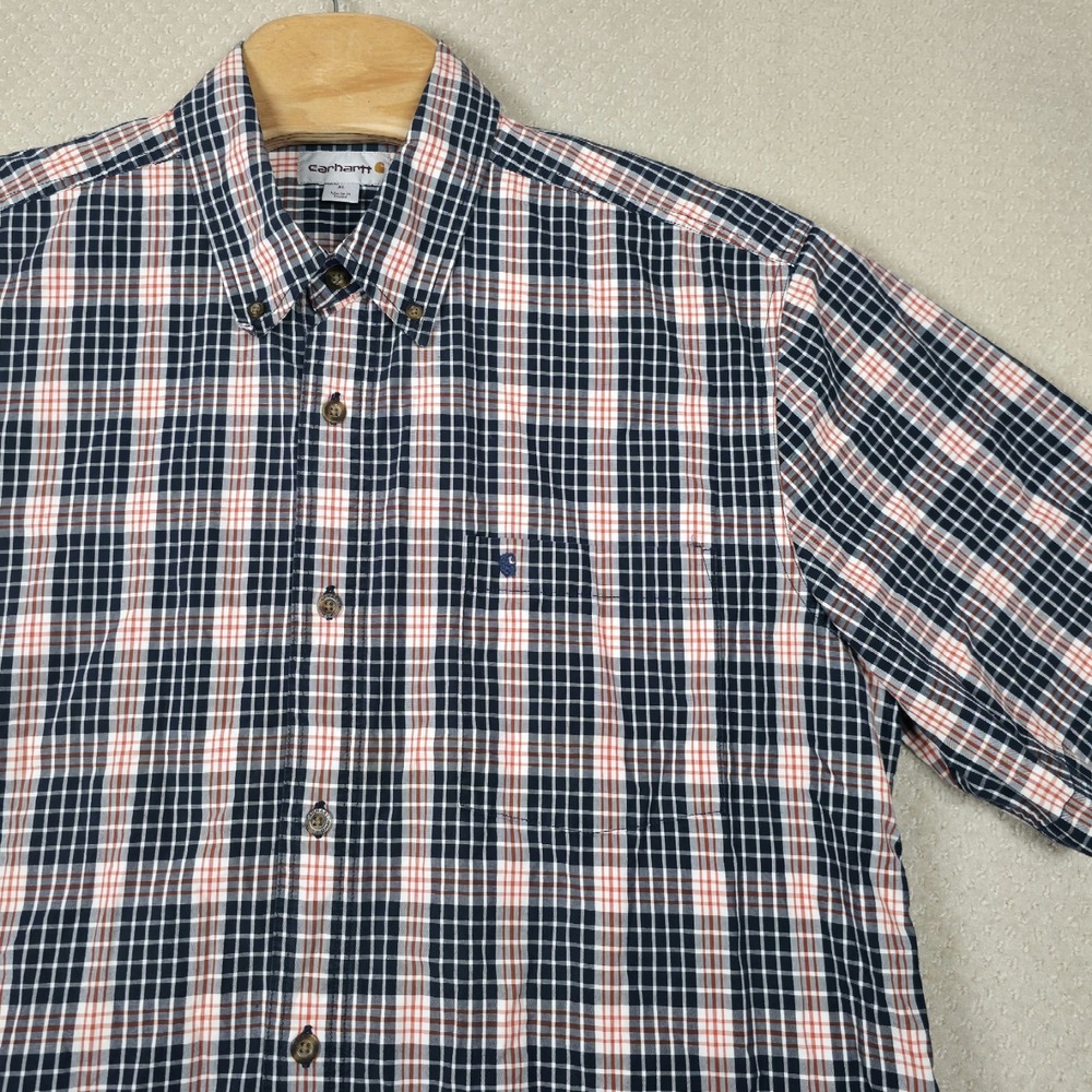 Carhartt Mens XL Plaid Short Sleeve Button Down Shirt Workwear Casual Outdoor